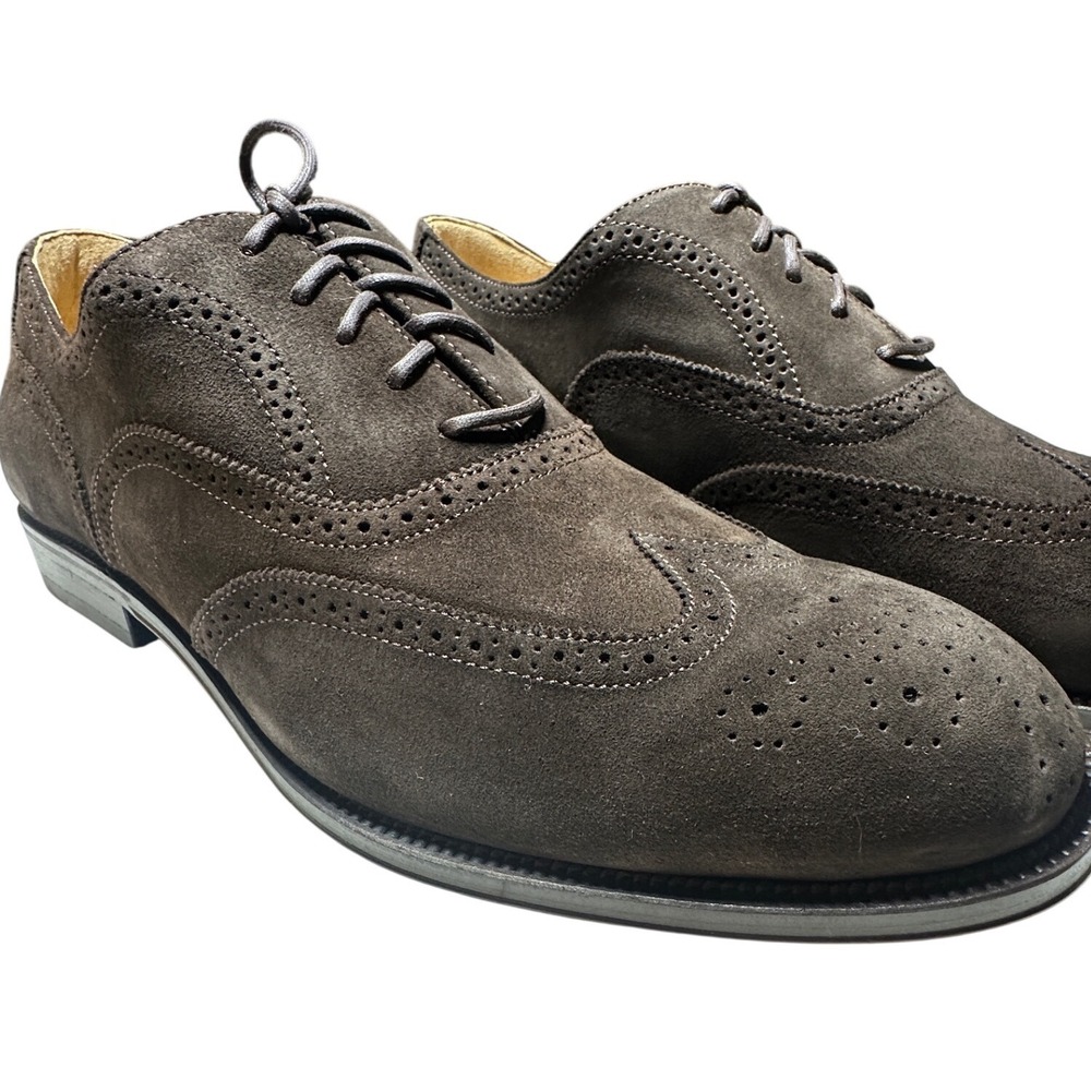 Lands' End Wingtip Oxford Men's 13D Dark Brown Suede New 98069 Dress Shoes
